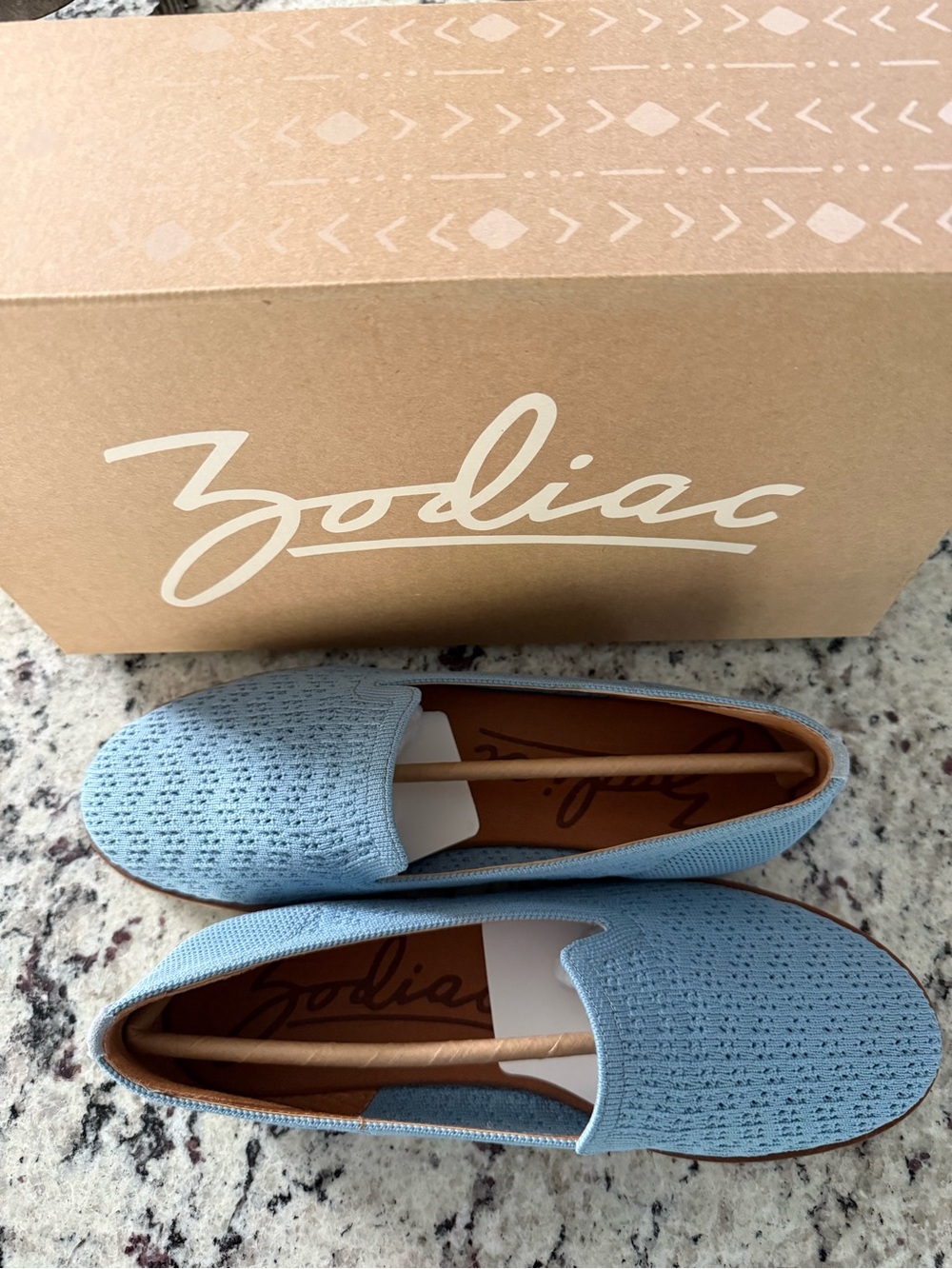 NWT, Zodiac Light Blue Knit Slip-On Loafers
